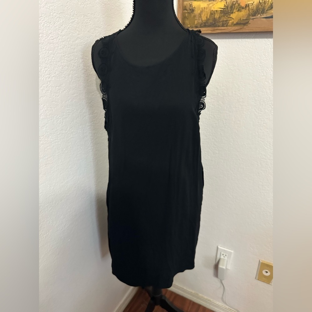 Vanessa Bruno Silk & Lace Sleeveless Sheath Black Dress -Small / 36